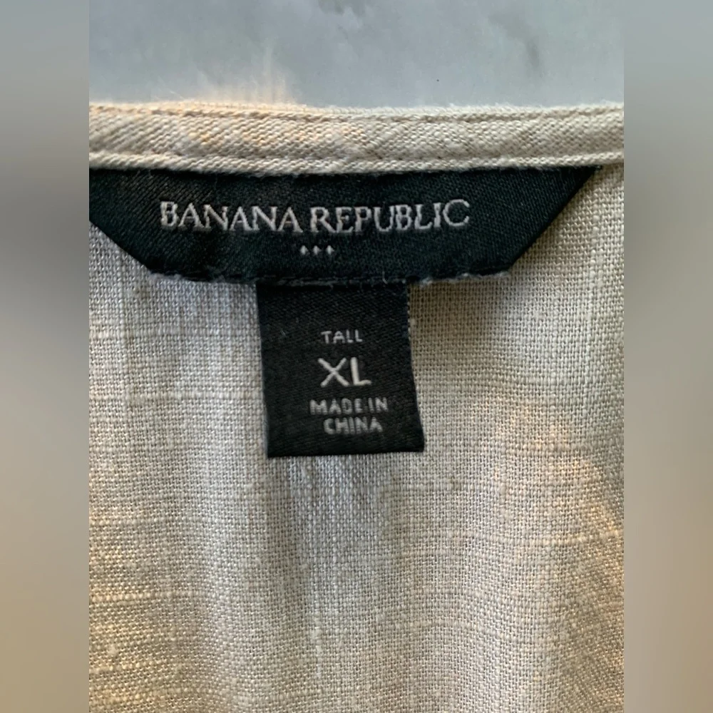 Banana Republic Sand Tan Shirt Dress XL Tall Button Down Short Sleeve Maxi - Picture 5 of 11